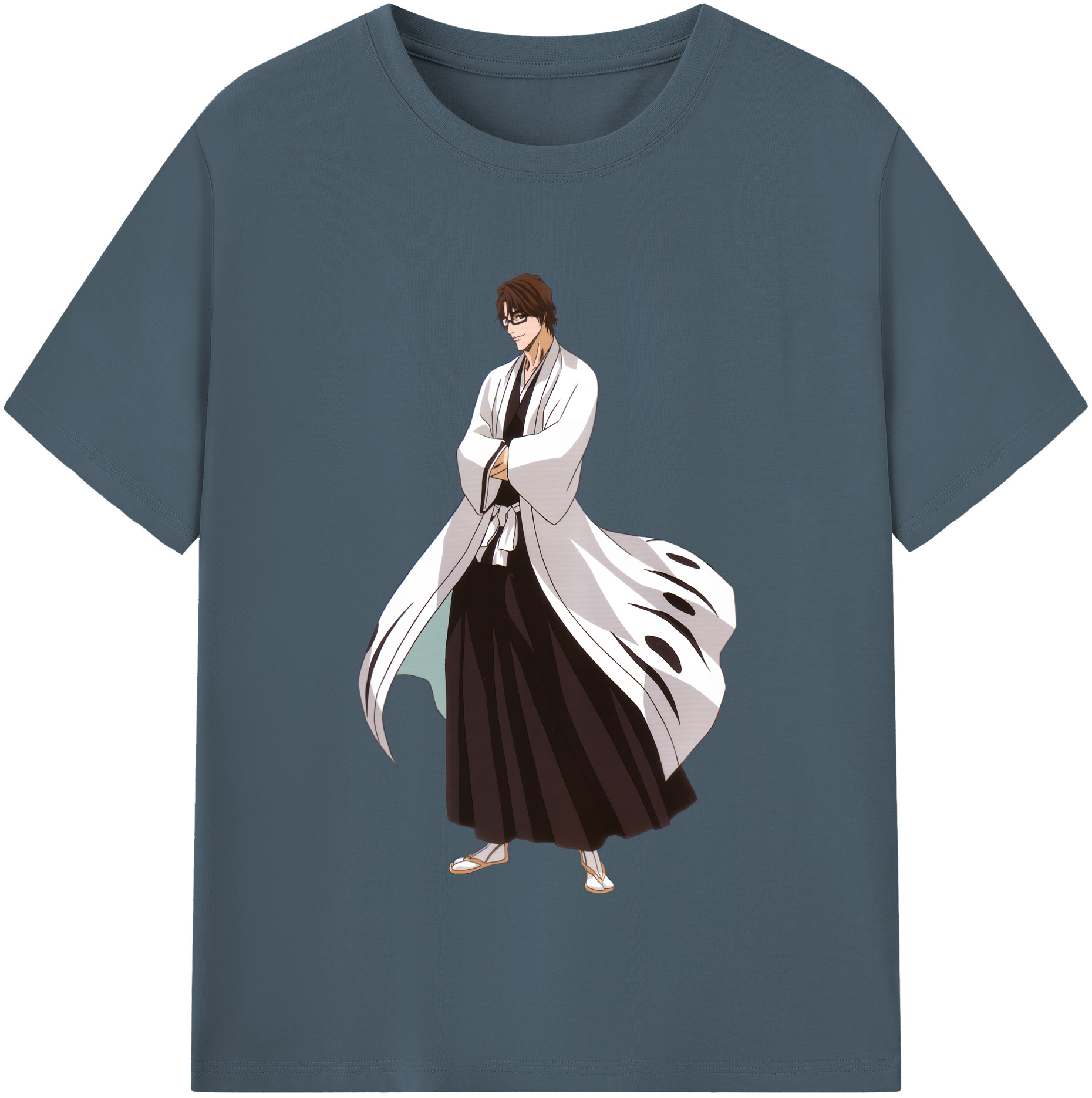 （画像用） ブリーチ 藍染 惣右介（あいぜん そうすけ） BLEACH Aizen Sousuke 綿100％半袖Tシャツ（フロントプリント）
